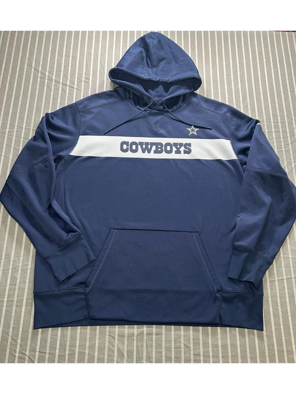 NIKE Onfield Hoodie Mens XXL Navy Dallas Cowboys Hooded Sweatshirt NFL Pullover